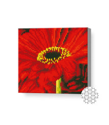 Gerbera roșie, 20х20 cm, mozaic cu diamante